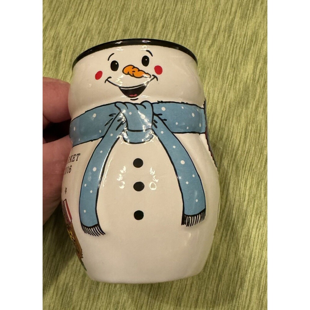 Christkindlmarket Chicago 2016 Mug‎ Stein Kinder Club Snowman Blue Scarf